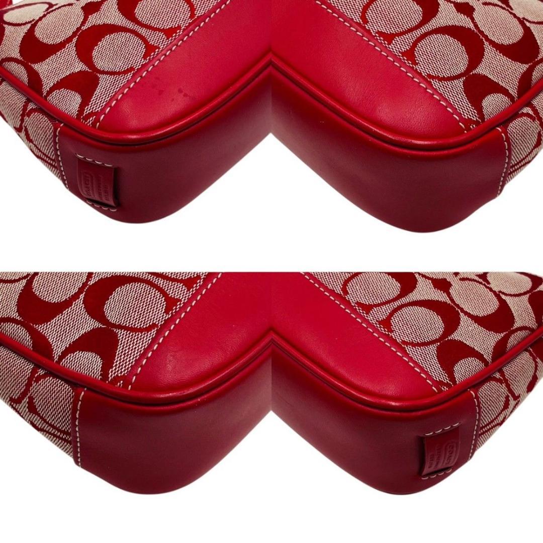 美品 コーチ アクセサリーポーチ ショルダー キャンバス レッド シグネチャー