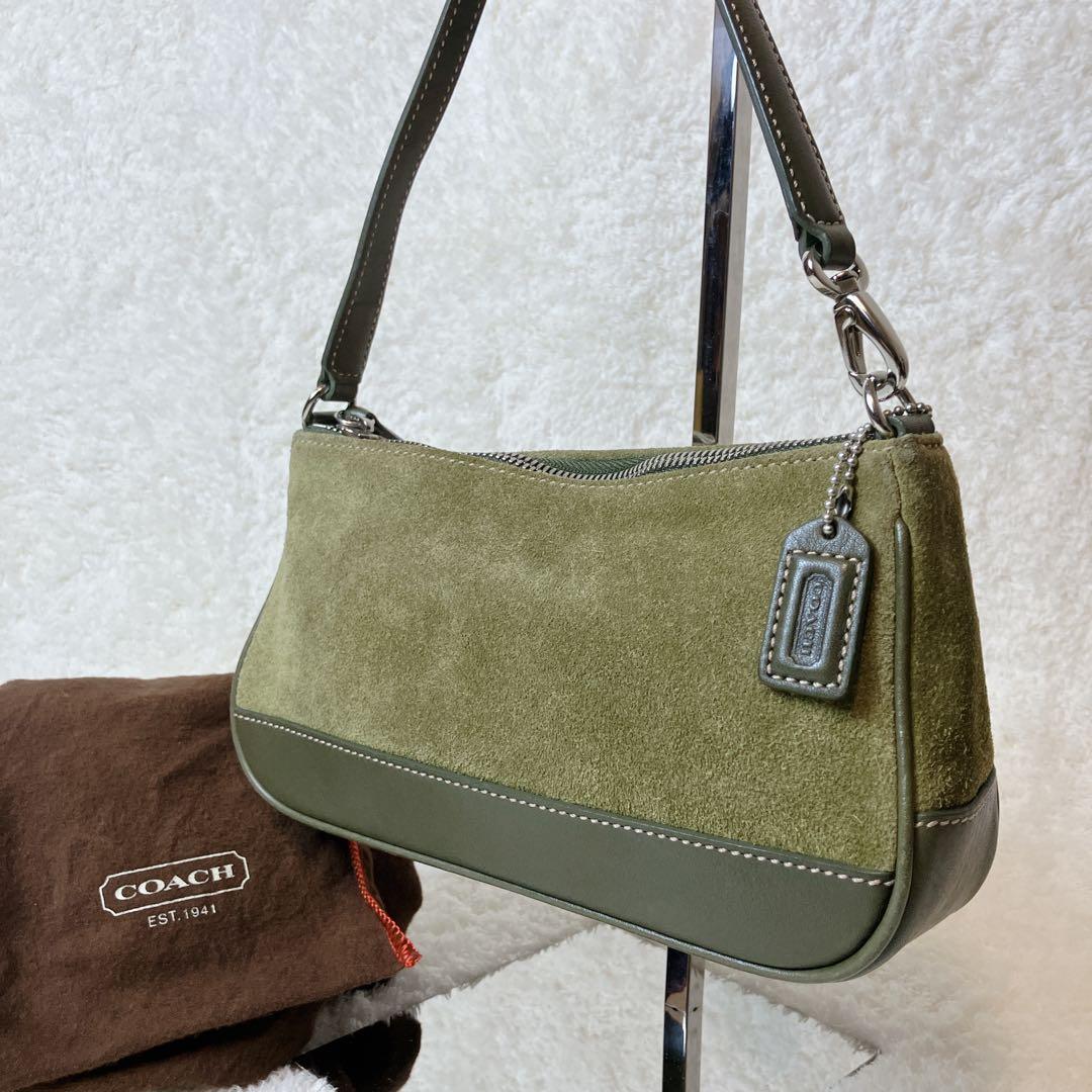 バッグ vintage coach suede shoulderbag green