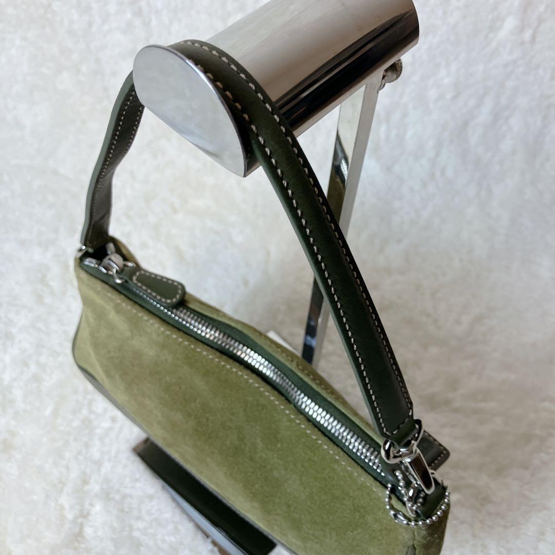 バッグ vintage coach suede shoulderbag green