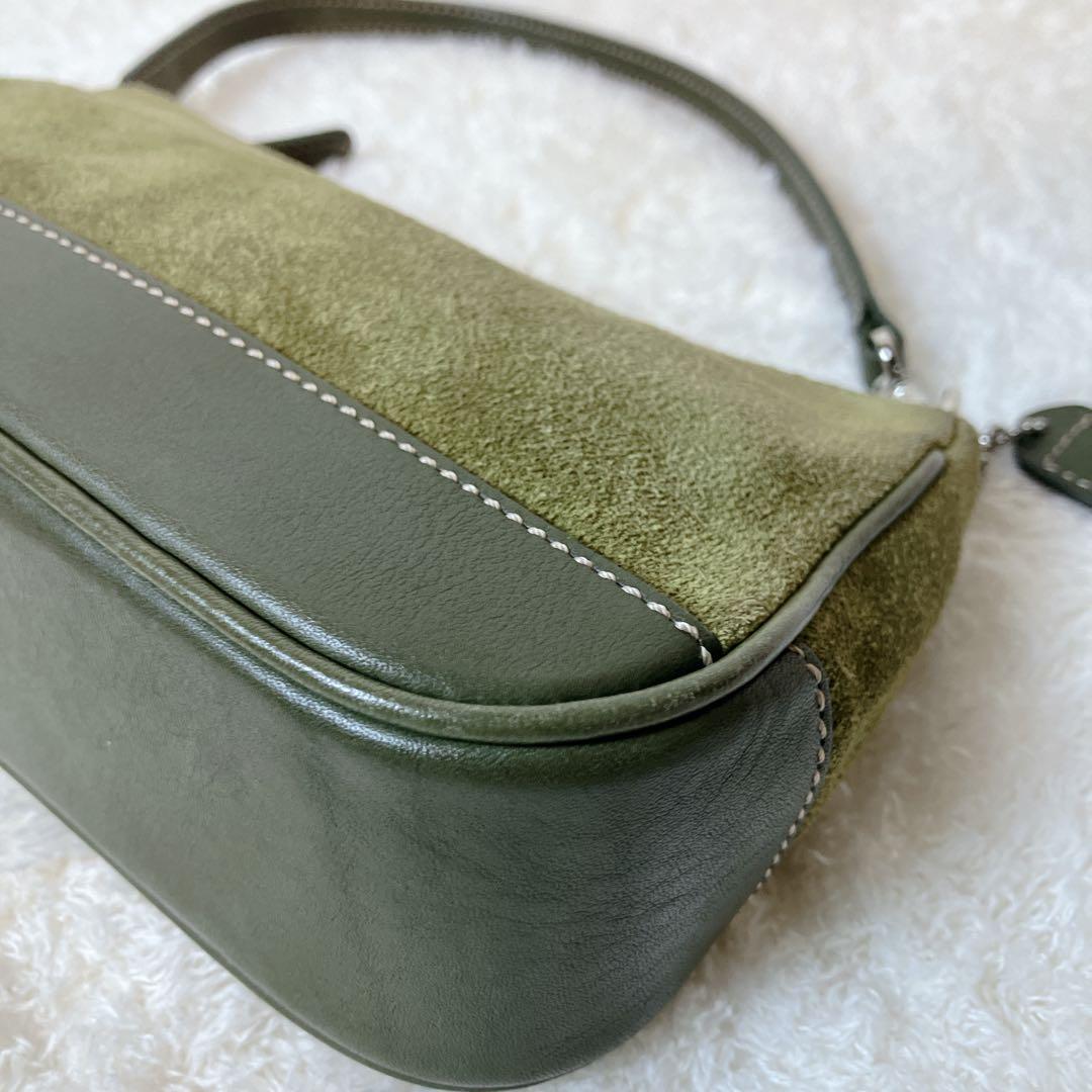 バッグ vintage coach suede shoulderbag green