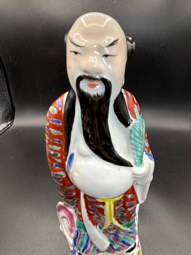 中国美術 古玩 色絵陶人形 陶器人形 高さ約25cm 置物 オブジェ 古董品