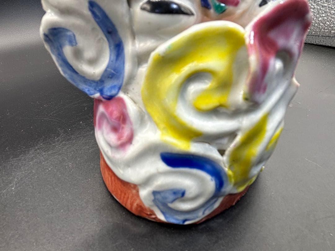 中国美術 古玩 色絵陶人形 陶器人形 高さ約25cm 置物 オブジェ 古董品