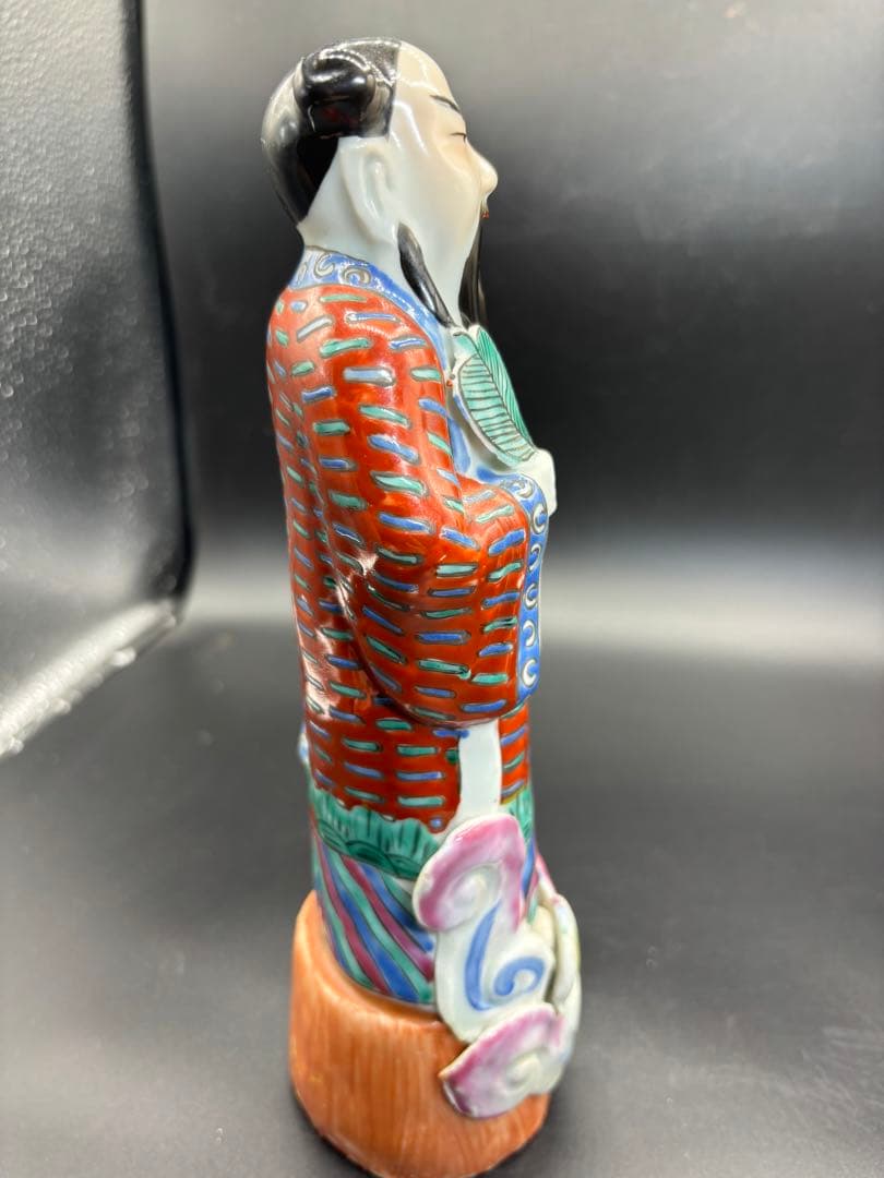 中国美術 古玩 色絵陶人形 陶器人形 高さ約25cm 置物 オブジェ 古董品