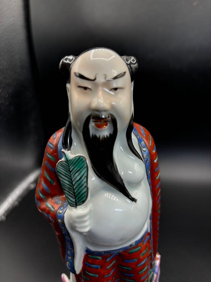 中国美術 古玩 色絵陶人形 陶器人形 高さ約25cm 置物 オブジェ 古董品