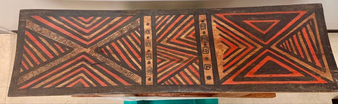 希少・アマゾン先住民ヤノマミ族 木製ベンチ 手作り 民族工芸品