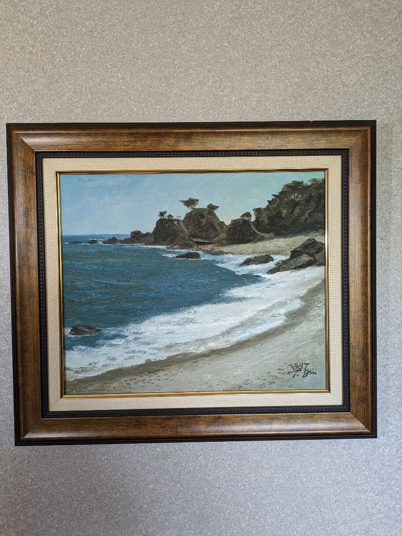 神貞一作　油彩画F8号　肉筆