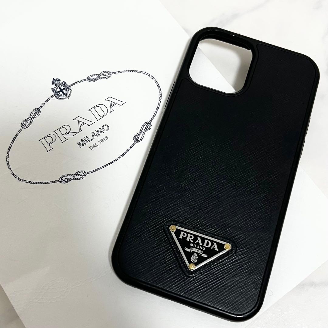 PRADA プラダ iPhone13 スマホケース レザー 三角ロゴ ブラック