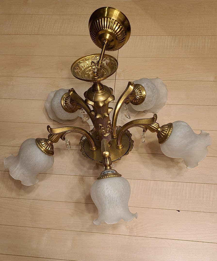 アンティーク　シャンデリア 5灯 ゴールド