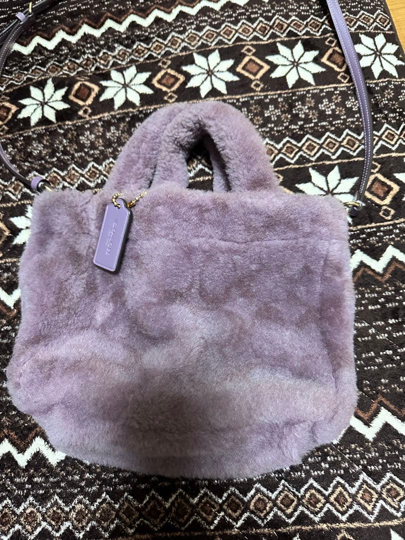 COACH ファーショルダーバッグ パープル
