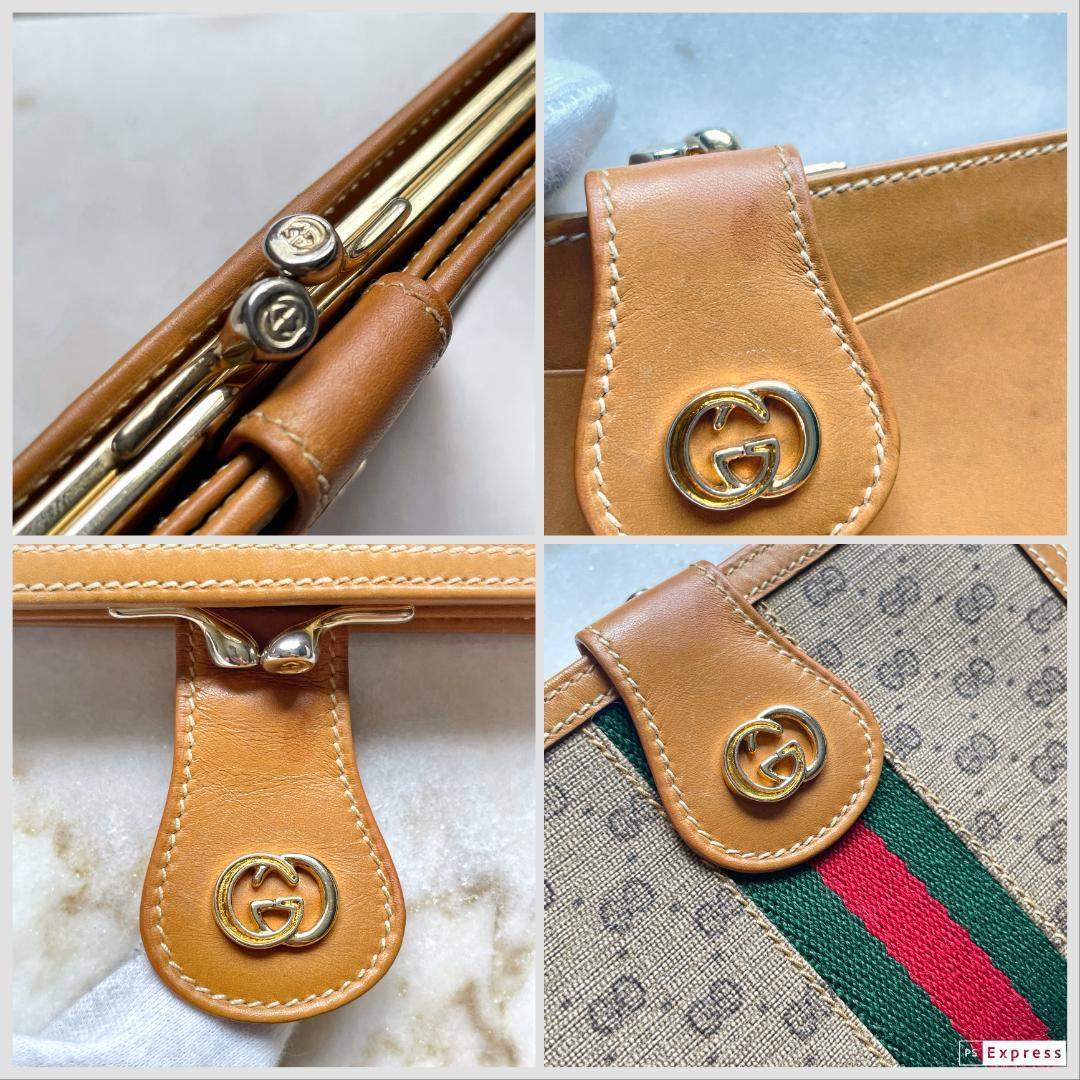 ■598 GUCCI オールドグッチ シェリー GGマイクロ がまぐち 折り財布