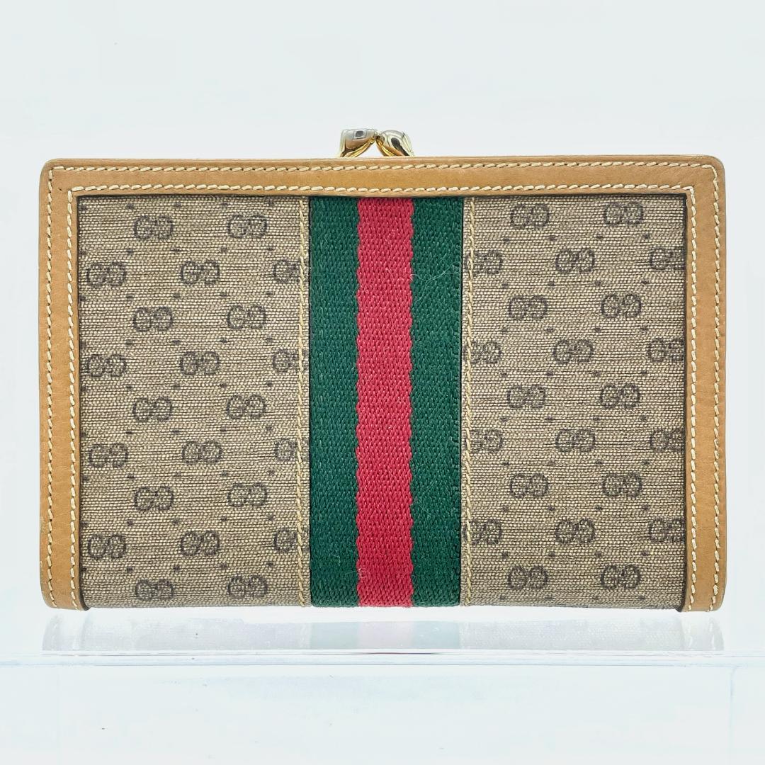 ■598 GUCCI オールドグッチ シェリー GGマイクロ がまぐち 折り財布