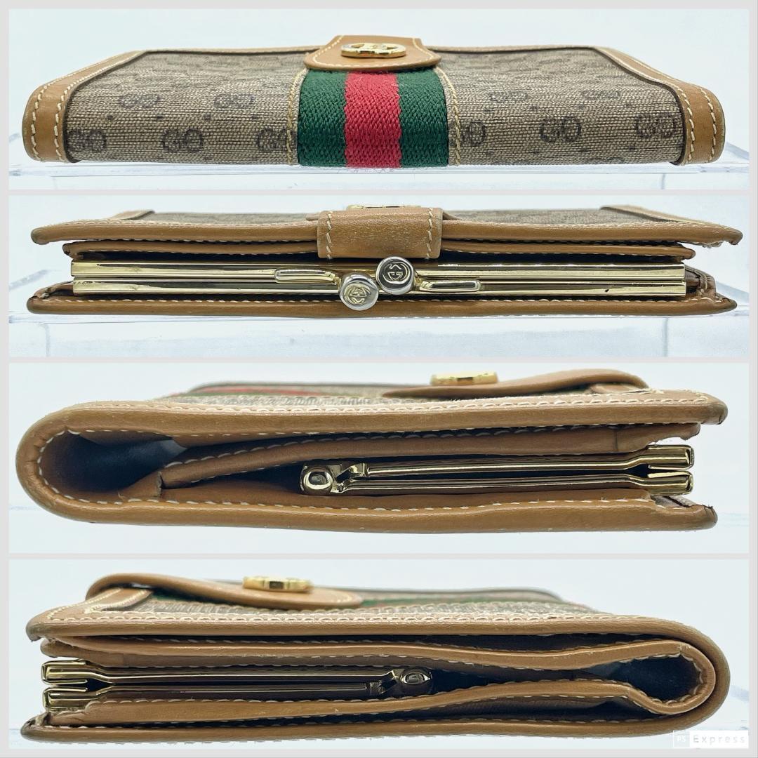 ■598 GUCCI オールドグッチ シェリー GGマイクロ がまぐち 折り財布