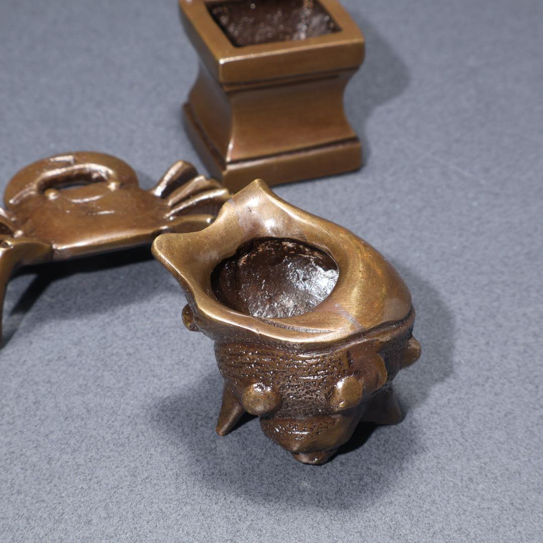 【茶道具】七種蓋置　唐銅　和雲　共箱　R1625N3