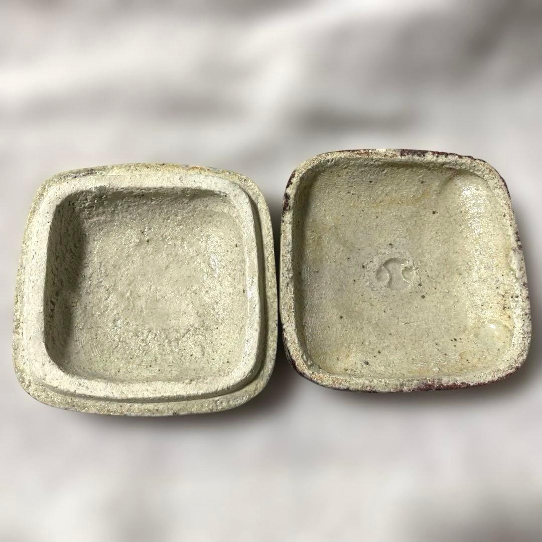 J-13 香合　鯉江茲方　常滑焼　茶道具　共箱　アンティーク　美術品　工芸品