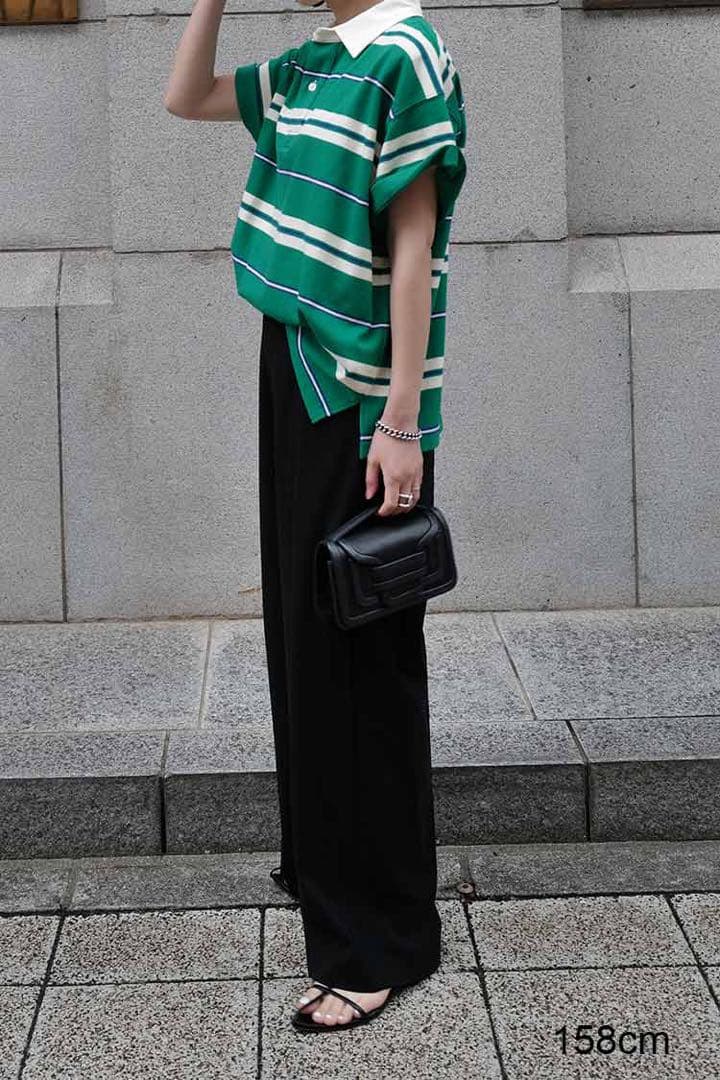 【新品】MACHATT マチャット　ボーダーラガーシャツ　グリーン