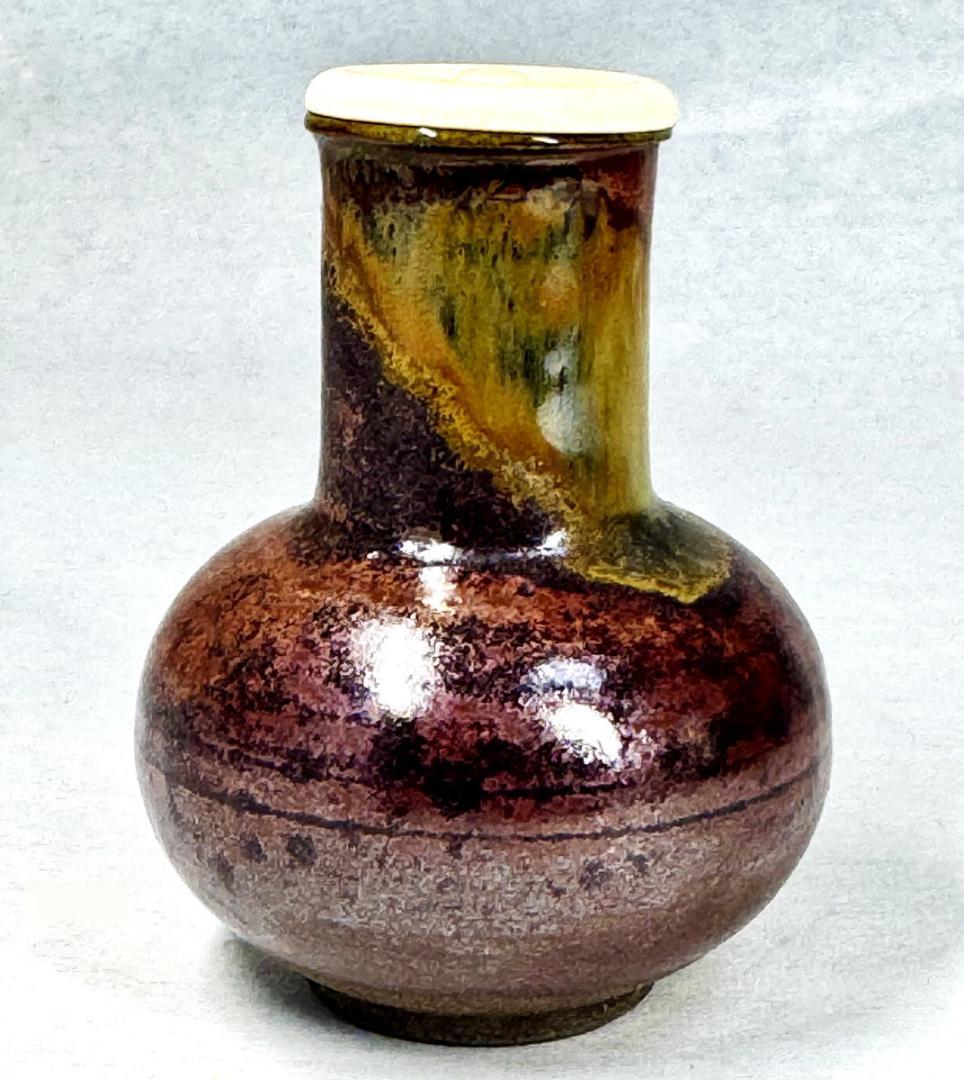 江戸時代 古高取焼 鶴首茶入 古美術 ウブ品 入手困難 日本骨董 WWTT216