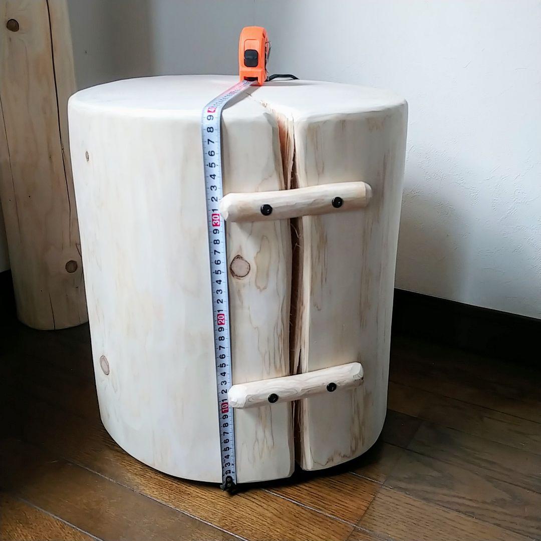 丸太スツール　丸太サイドテーブル　極太ヒノキ