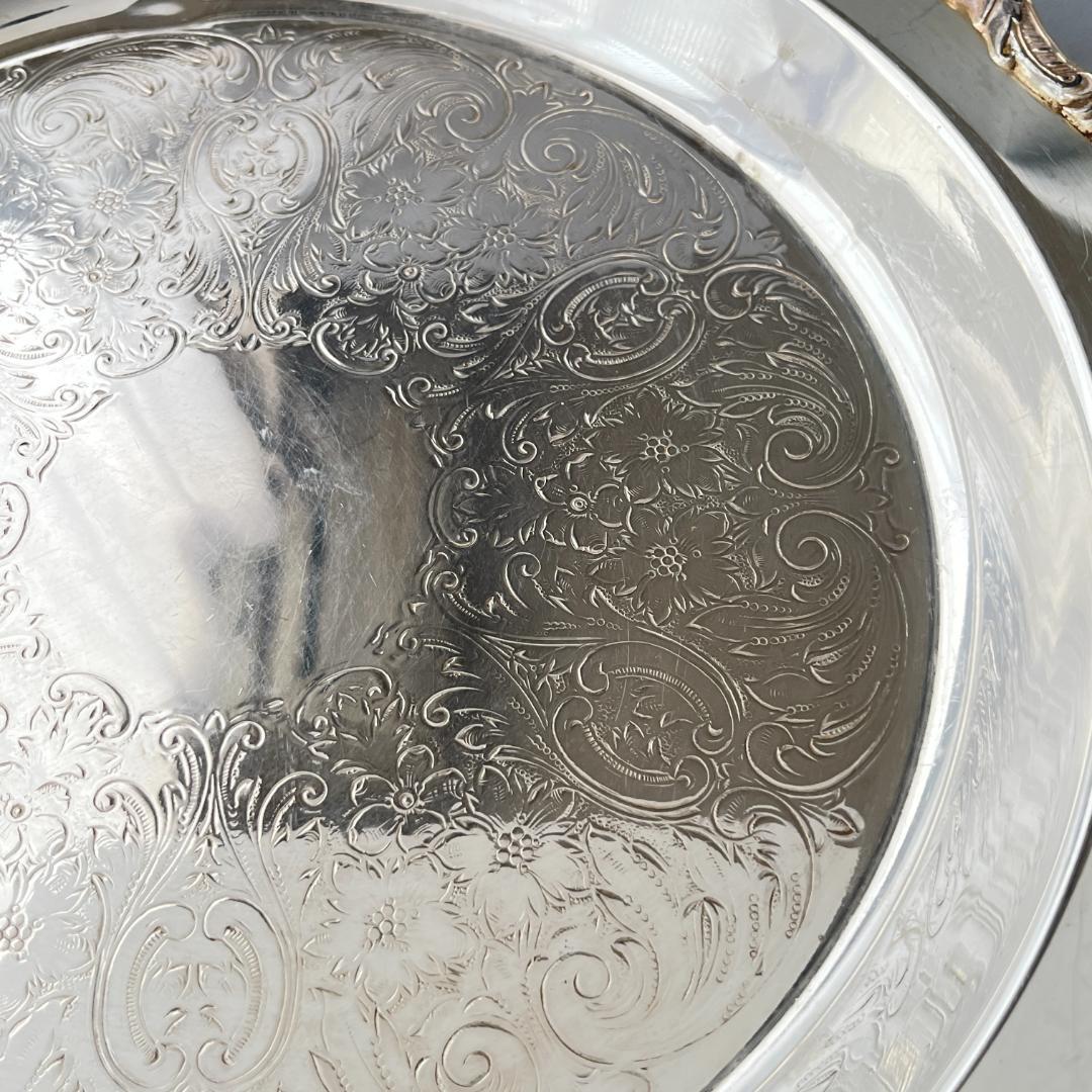 【POOLE】サルヴァ / ドリンクトレー【シルバープレート】30cm フット付