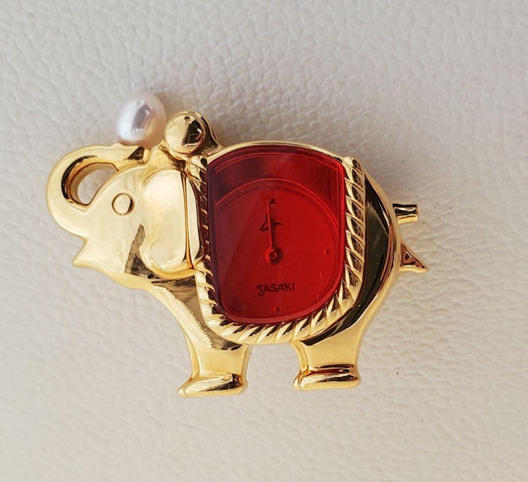 TASAKI　タサキ　エレファント　時計　本真珠　ブローチ　ジュエリー