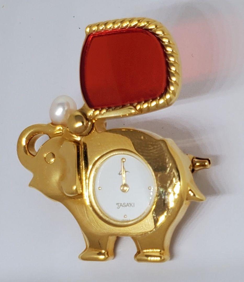 TASAKI　タサキ　エレファント　時計　本真珠　ブローチ　ジュエリー
