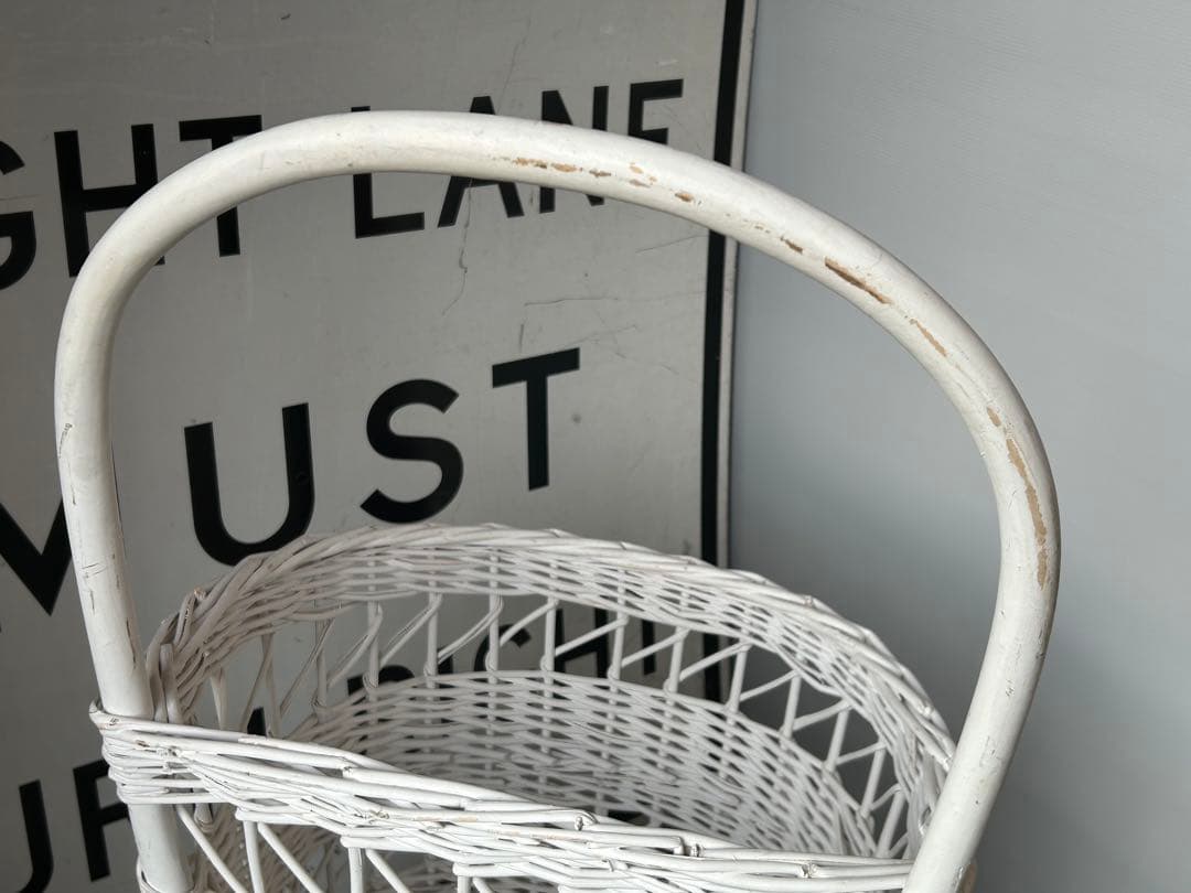 アンティーク　ビンテージ　籐　ラタン　ショッピングカート　バスケット　カゴ　かご