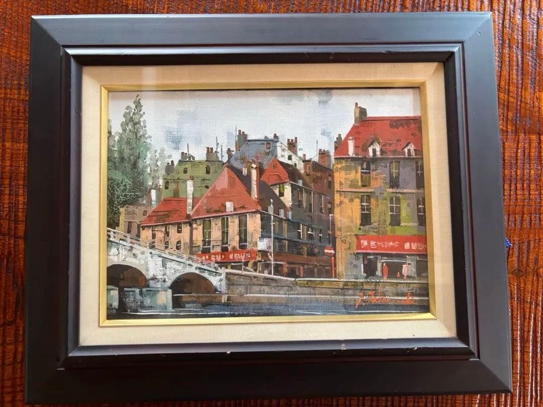 竹内敏彦『パリの街』油彩画 F4