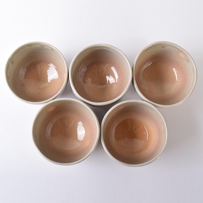 茶道具　萩焼　東光山窯　十一代大和松雁作　茶碗　五客　共布共箱　C　7614A