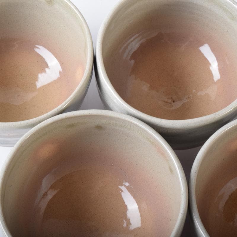 茶道具　萩焼　東光山窯　十一代大和松雁作　茶碗　五客　共布共箱　C　7614A