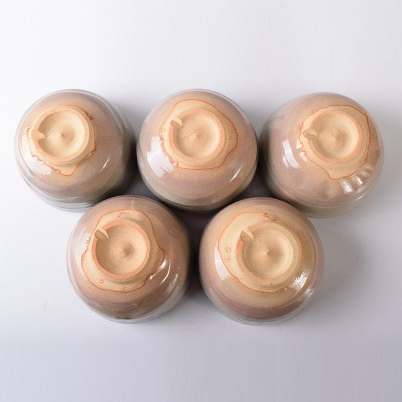 茶道具　萩焼　東光山窯　十一代大和松雁作　茶碗　五客　共布共箱　C　7614A