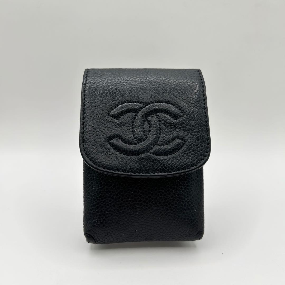 CHANEL シャネル マルチポーチ ココマーク キャビアスキン ブラック
