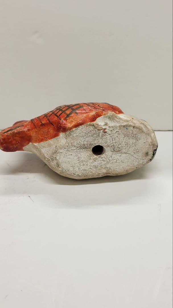 おめでたい③お正月玄関に 明治時代 鯛猫 ガラ入 古い練り人形 土人形 郷土玩具