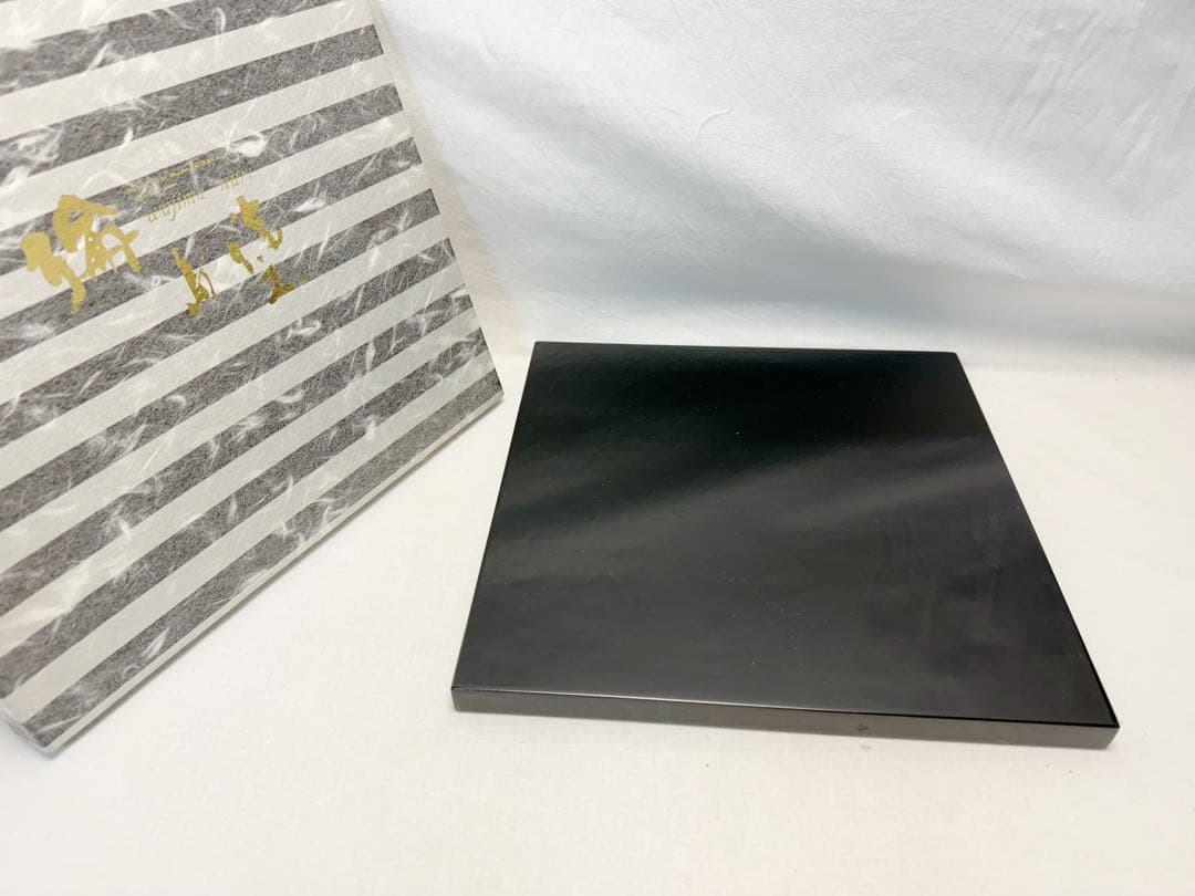 未使用 茶道具 寄神崇白造 桂窯黒真塗 面取土風炉 輪島塗敷板底瓦 火箸灰匙共箱