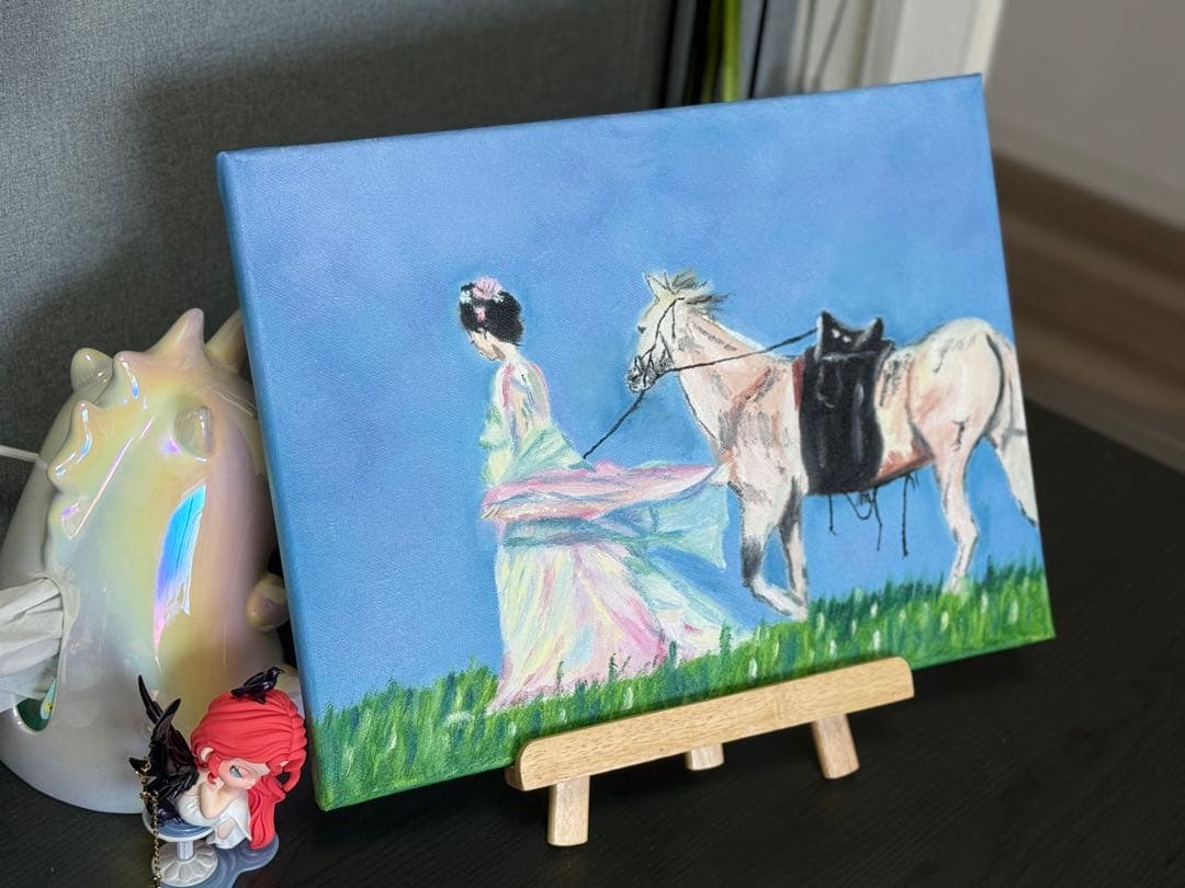 「旅の始まり」　手描き　油絵　風景画　原画　油彩画