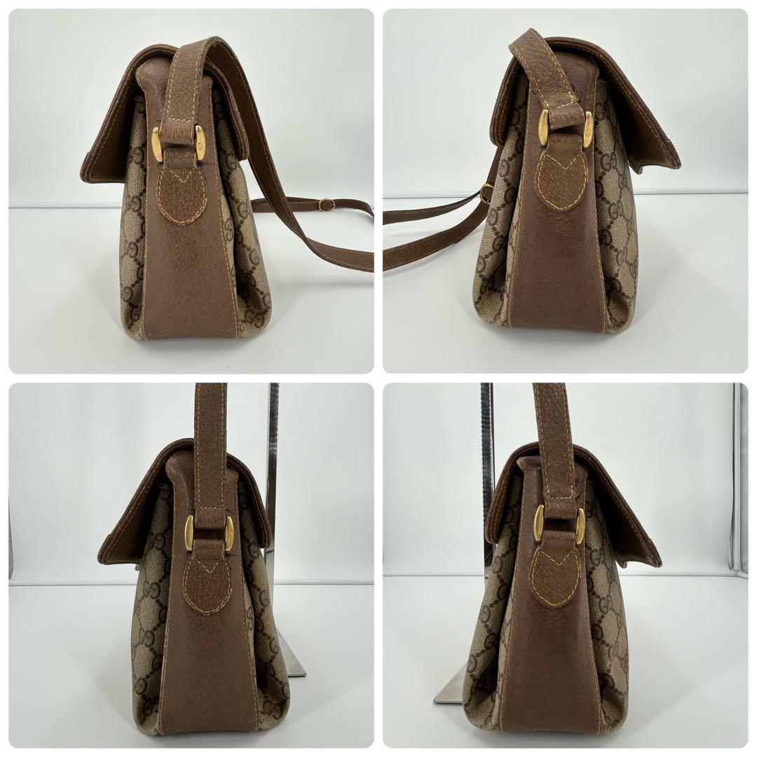 グッチ ショルダーバッグ シェリー スプリーム GG PVC 茶色 オールド