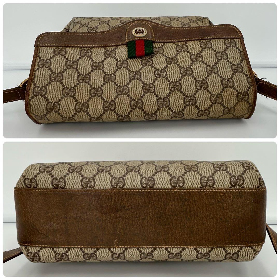 グッチ ショルダーバッグ シェリー スプリーム GG PVC 茶色 オールド