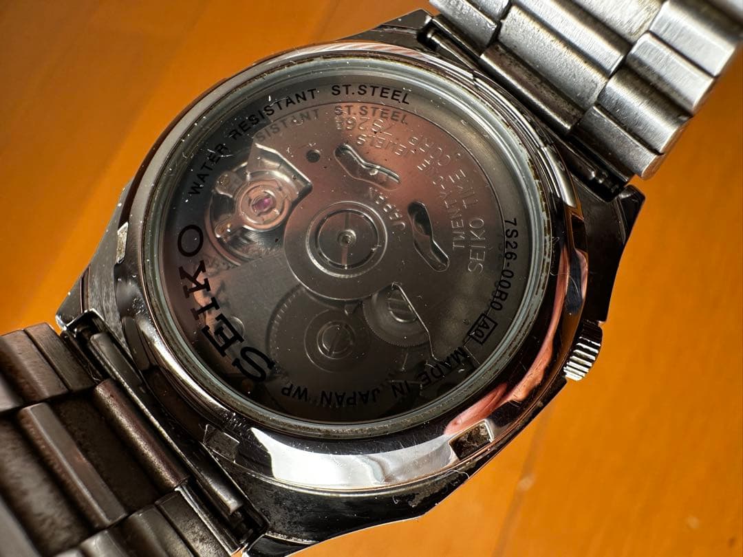 SEIKO 5 自動巻き スクエアケース 裏スケ 純正ブレス　調整用コマ無し