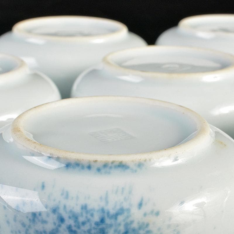 和食器　染付　吹墨文小皿　十二客　書付箱　V　R7437