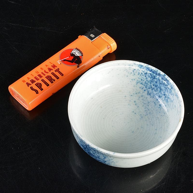 和食器　染付　吹墨文小皿　十二客　書付箱　V　R7437