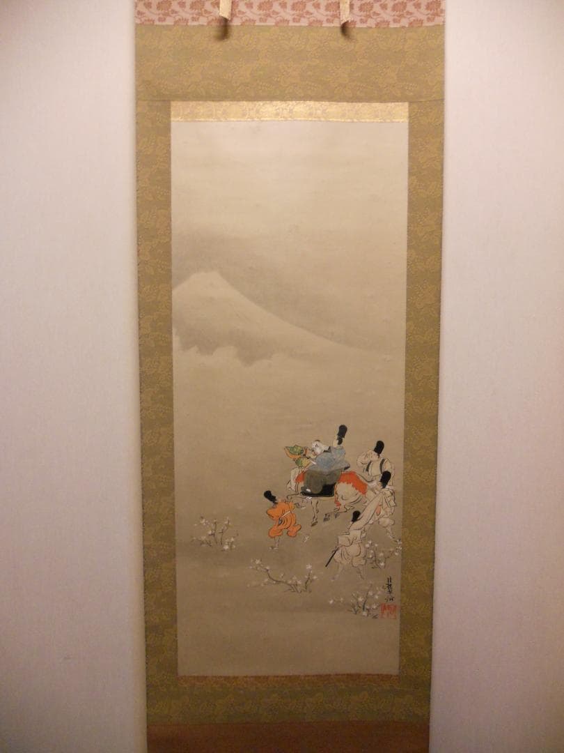 掛け軸 尾形光琳 業平東下り図 紙本 名品 複製 希少 軸装 茶道具 掛軸 です