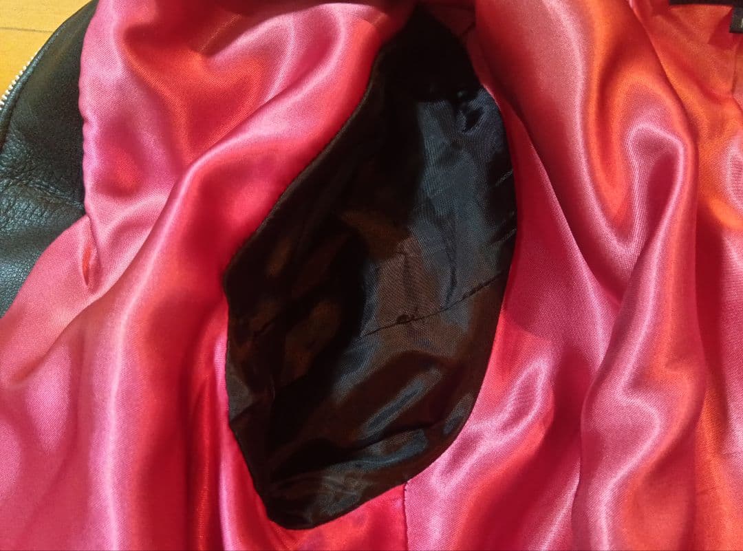 シングルレザーライダースマンダリンカラーブルゾンMブラック黒