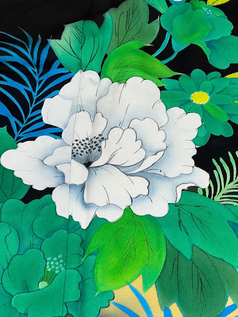 振り袖　フルセット　別誂長襦袢付　珍品　個性的　黒地　パーティー　結婚式　697