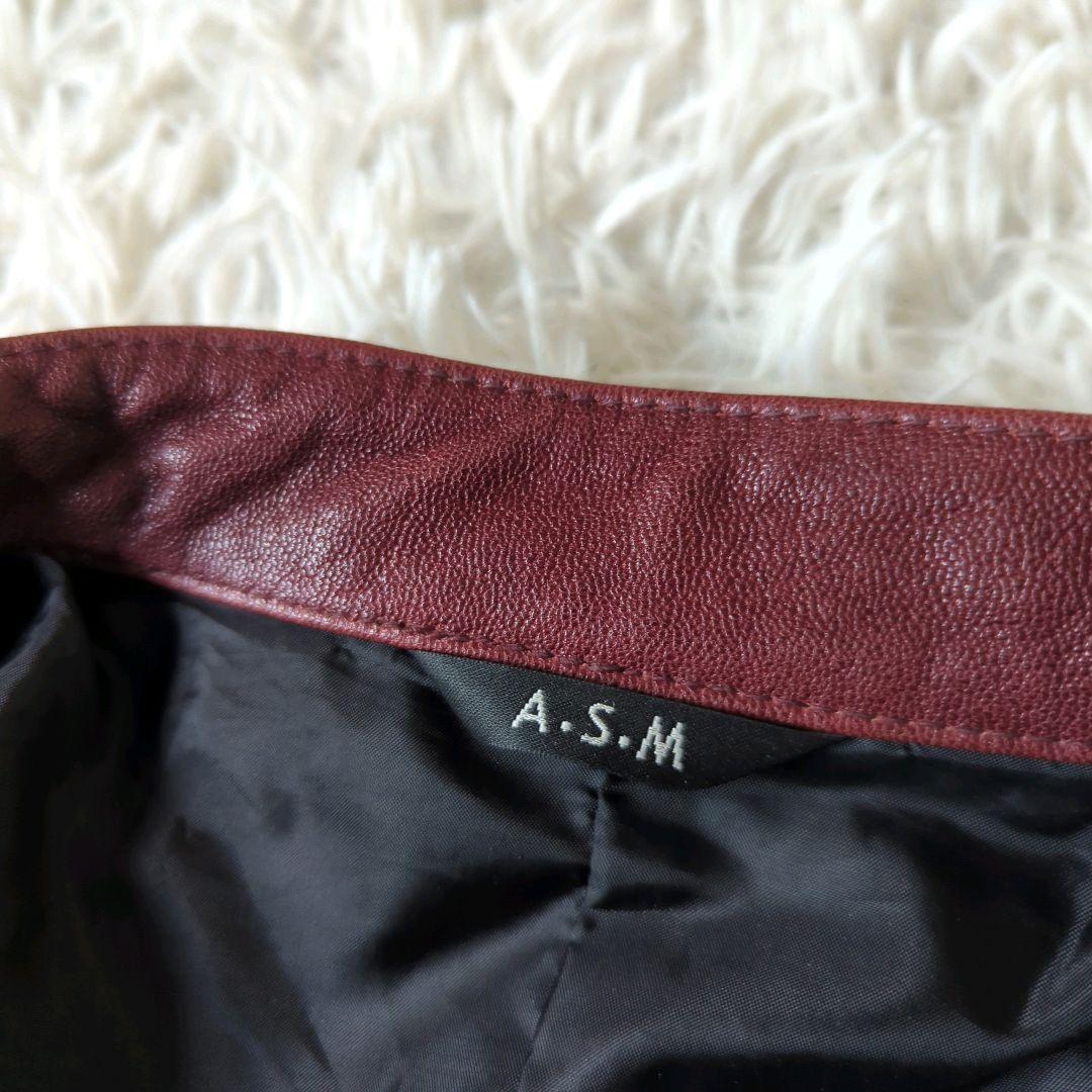 美品 A.S.M アトリエサブメン シングルライダース 本革 バーガンディ L