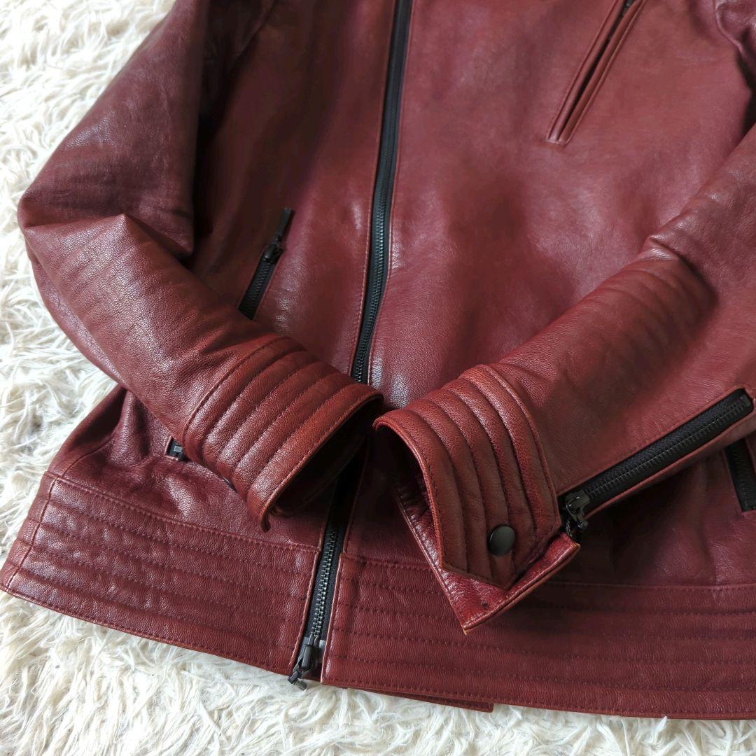 美品 A.S.M アトリエサブメン シングルライダース 本革 バーガンディ L