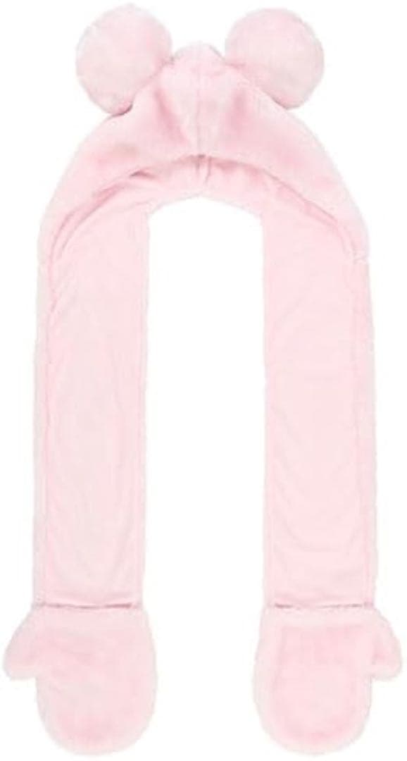 ディズニーランド　耳付きマフラー　ピンク　ミッキー　マフラー帽子