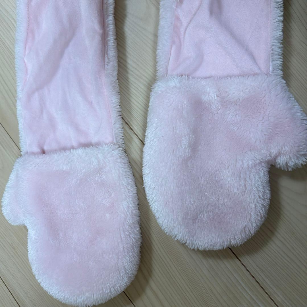 ディズニーランド　耳付きマフラー　ピンク　ミッキー　マフラー帽子