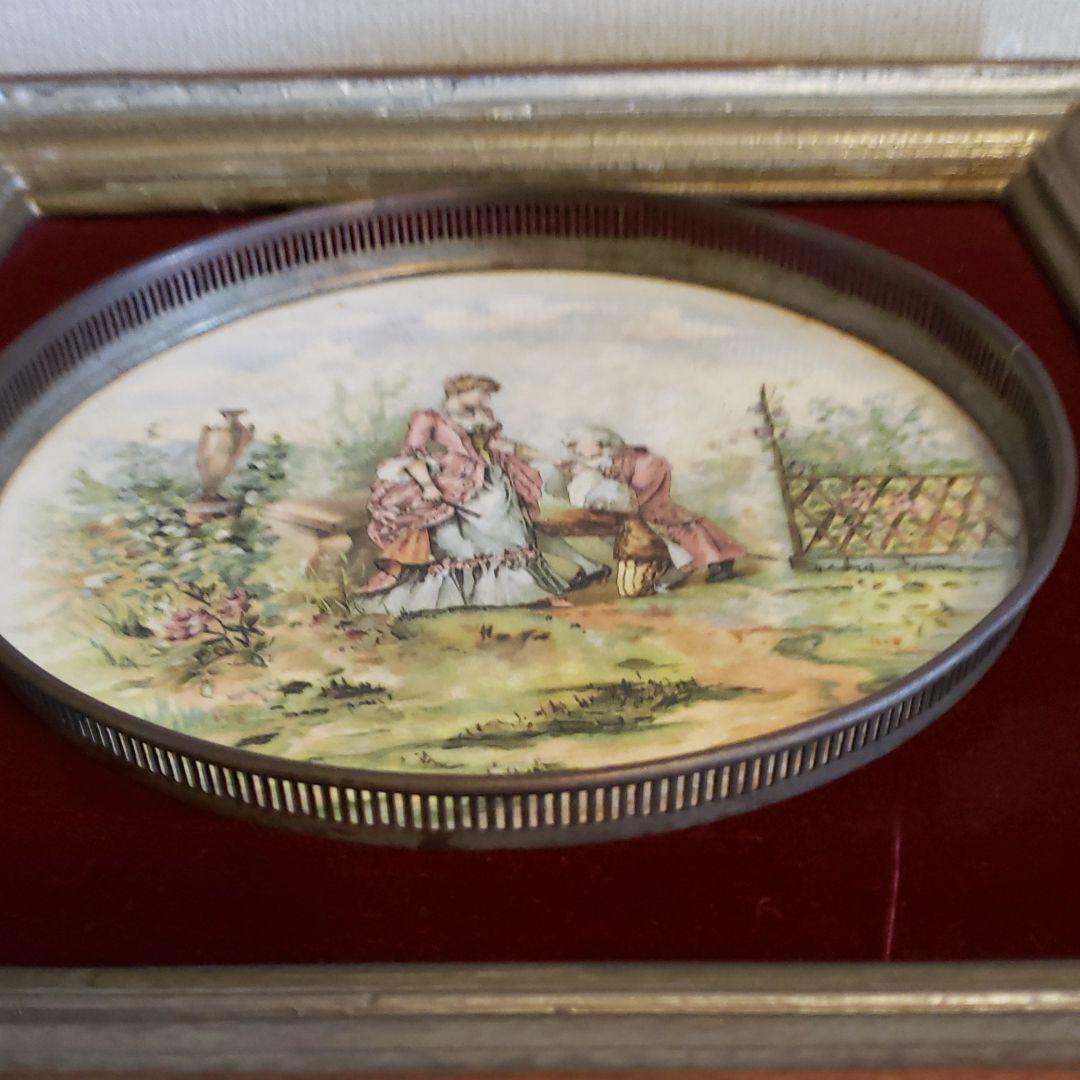 西洋アンティーク　フランス19世紀絵皿の壁掛　美術品　骨董品