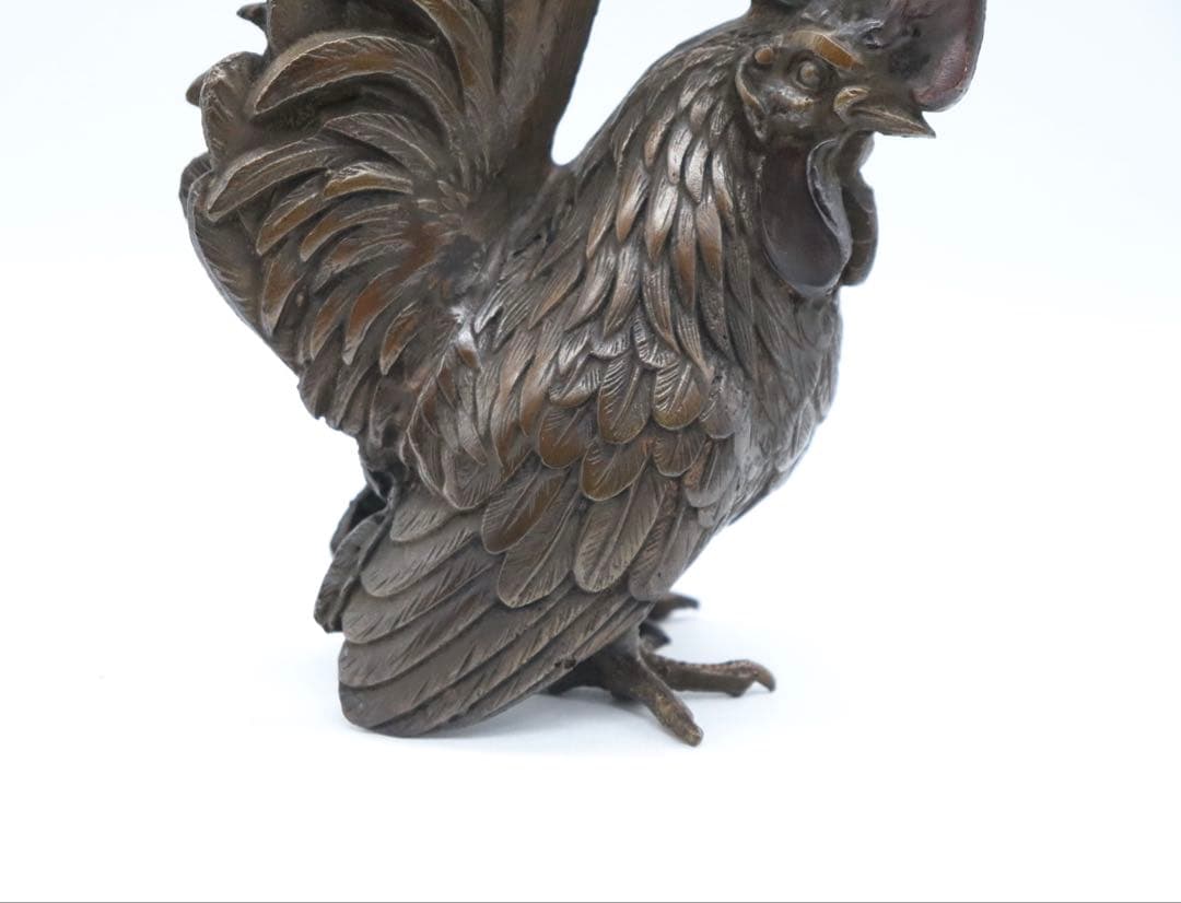 時代　銅製　鶏　オブジェ　置物　送料込み250807