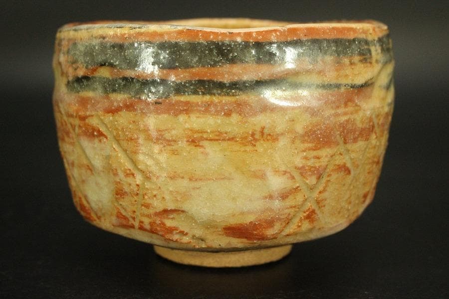 茶道具 二代 小川長楽造 漁村曙 茶碗 共箱 美品(A807)