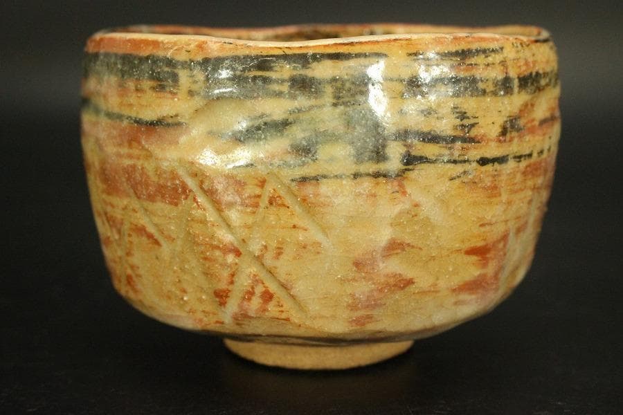 茶道具 二代 小川長楽造 漁村曙 茶碗 共箱 美品(A807)