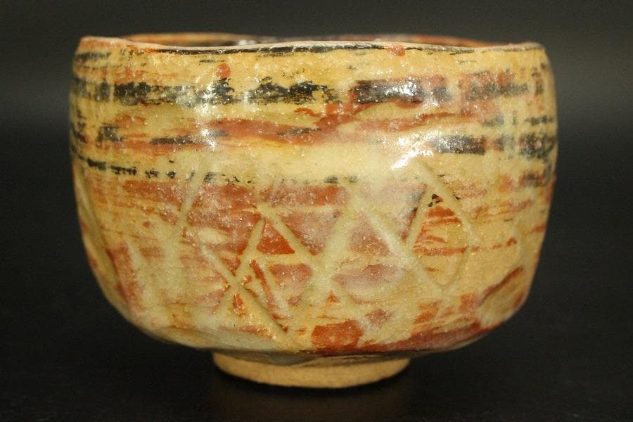 茶道具 二代 小川長楽造 漁村曙 茶碗 共箱 美品(A807)